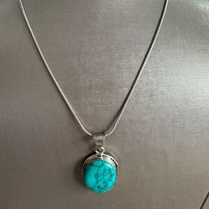 Turquoise  Stone and sterling silver 20 inch chain